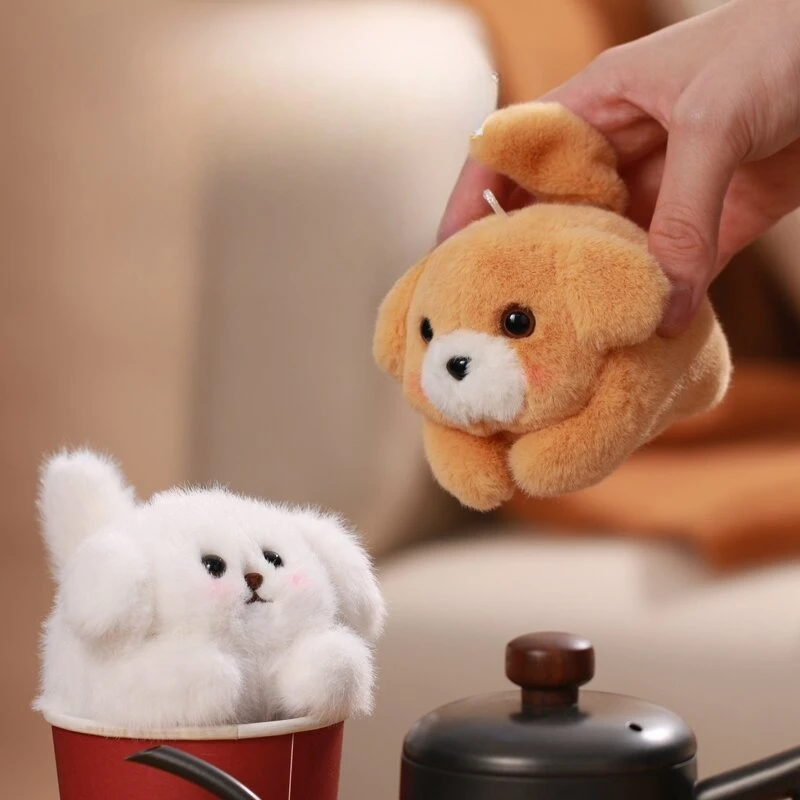 Pulling Rope Wagging Tail Cute Dog Plush Doll Holiday Birthday Doll Pendant Gift