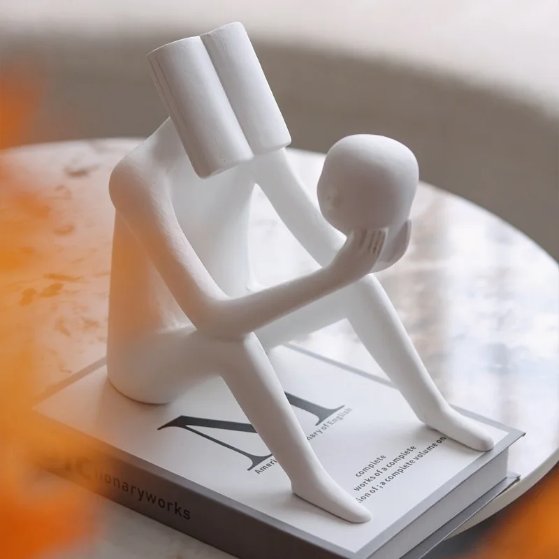 

Abstract Reading Character Statue Ornament, Creative Home Office Desktop Decoration Sitting posture Thinker Sculpture Ornament