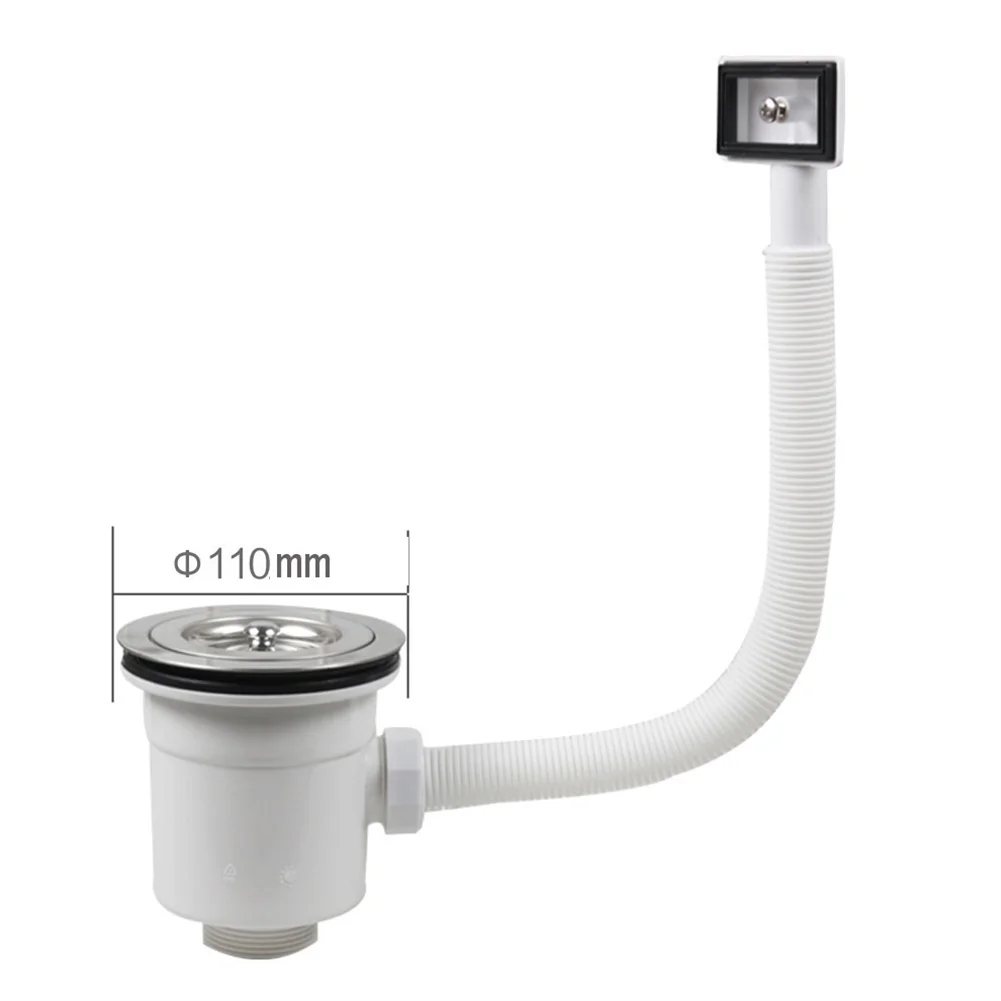 304 Stainless Steel Kitchen Sink Drain Strainer With Overflow 110mm 114mm Basket Square Drain Cover- Waste Overflow Replacement