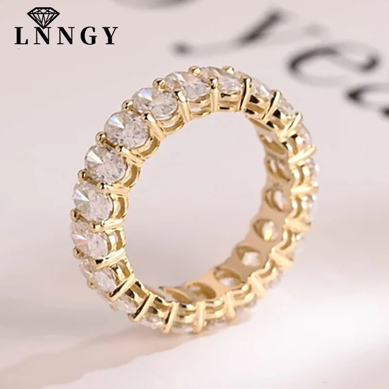 Lab Grown Diamond Ring 14K Gold - Lnngy 정품 4x6mm 타원형 컷 모이사나이트