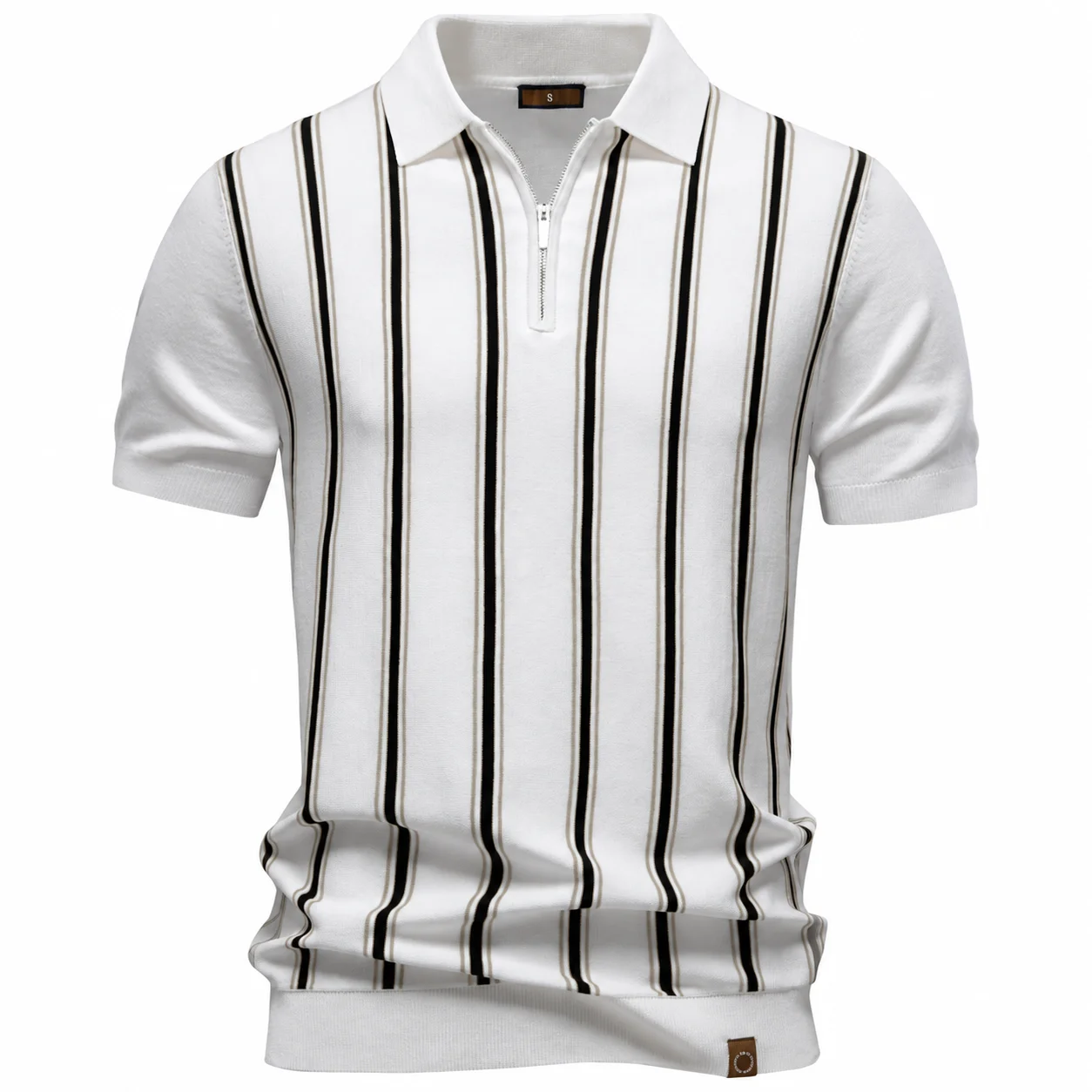 AIOPESON Herren Gestreiftes Poloshirt im Old Money Stil Kurzarm Weich Atmungsaktiv Lässig Eleganter Stoff für Komfortables Tragen – Detail 3