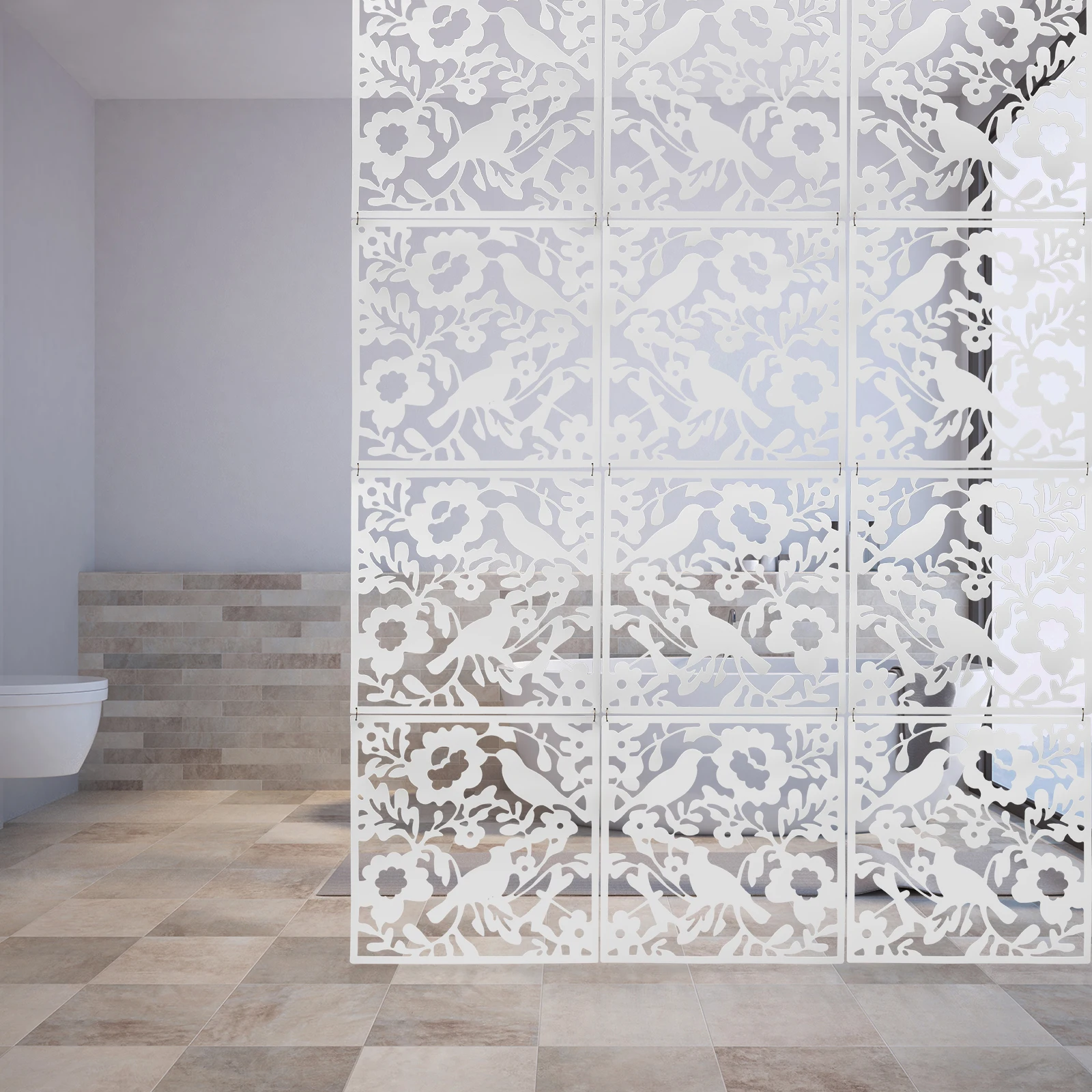 12 pantallas divisorias modernas blancas de 40x40 cm, divisores de habitación, pantalla plegable adecuada para dormitorio y sala de estar