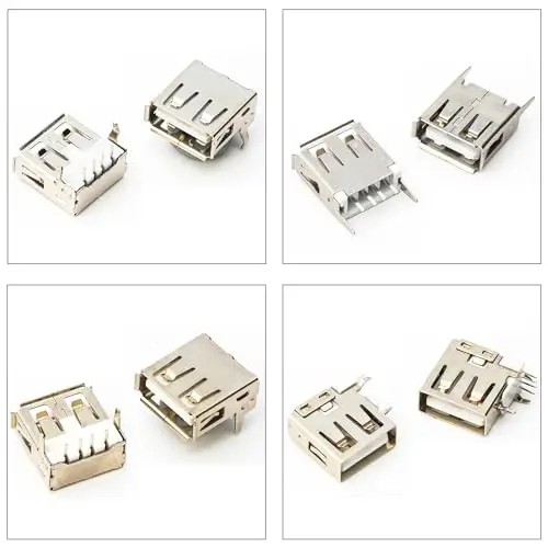 Kit de surtido de conectores USB 2.0 hembra/macho para montaje en PCB, con pines, tipo A/B, macho/hembra (USB 2.0) 4