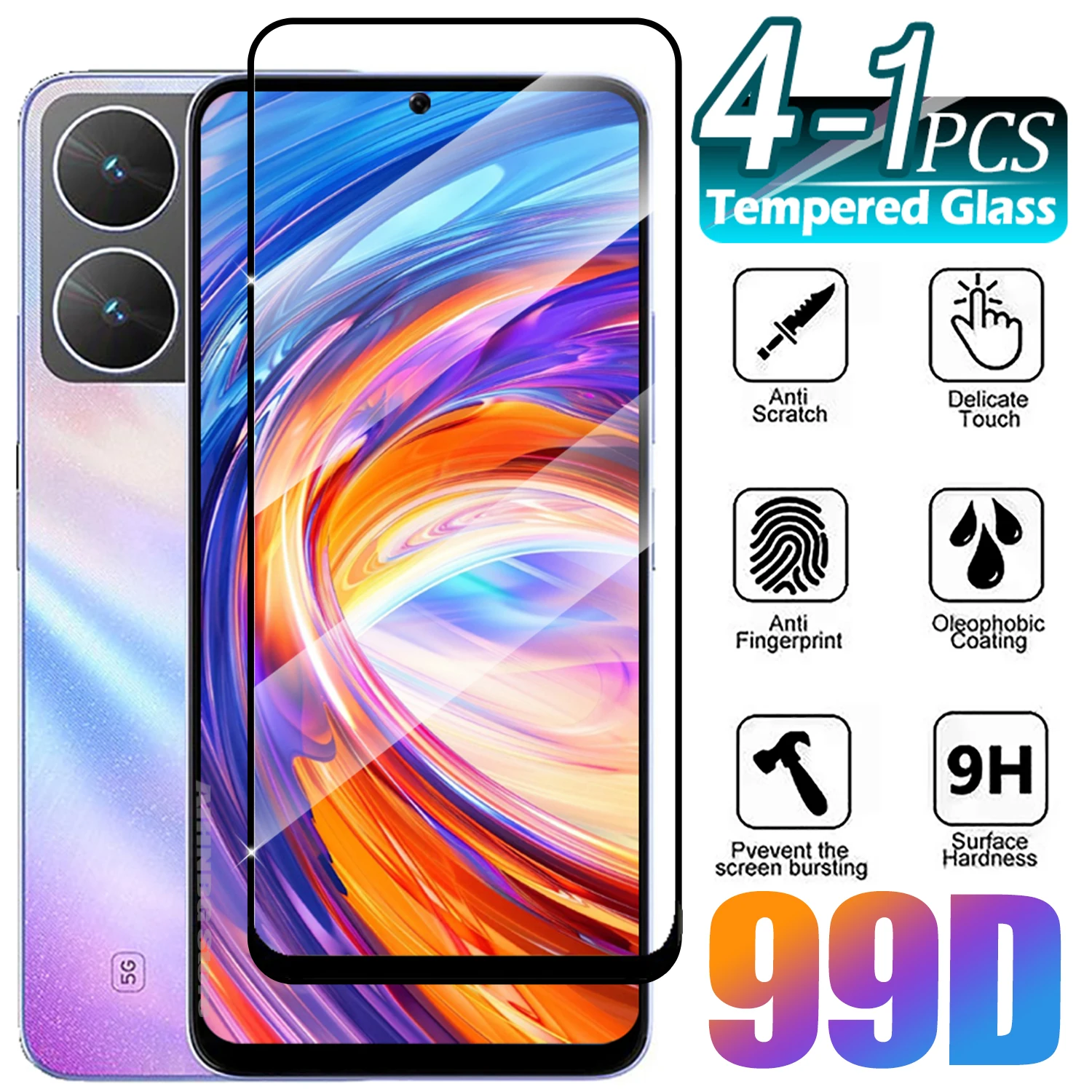 1/4Pcs Tempered Glass For Xiaomi POCO M2 M3 M4 M6 Pro 4G 5G M5 M5s Screen Protector Glass Film for POCO M6 Plus