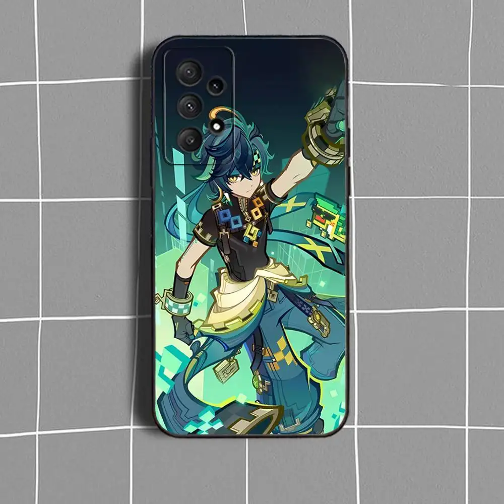 حافظة هاتف K-Kinich Genshin ImpactS لهاتف سامسونج جالاكسي A73,31,32,72,41,53,52,71,22,5G,Note,J7,8,9 غطاء أسود ناعم