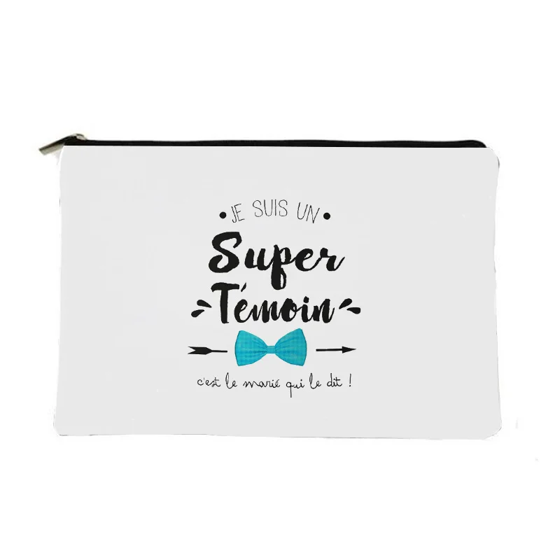 Témoin-BOLSA DE ASEO con nombre dorado para dama de honor, bolsa de regalo de boda, Kit de despedida de soltera, bolsas de maquillaje, bolsa de