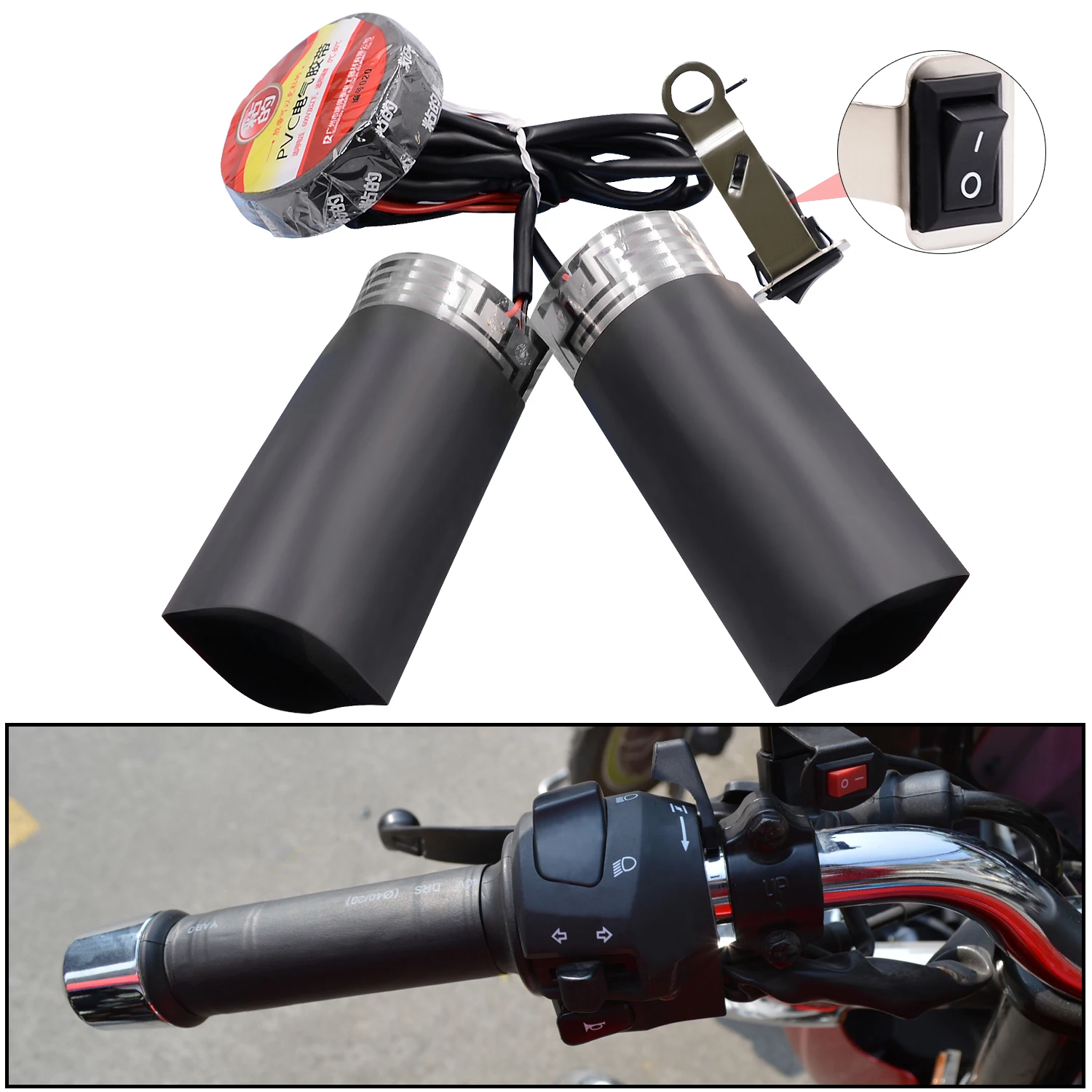 

Kebidumei Motorcycle Heated Handgrips 12v Universal Warmer Electric Heated Grip Cover Anti Vibration Anti Slip Fast Heating Kits