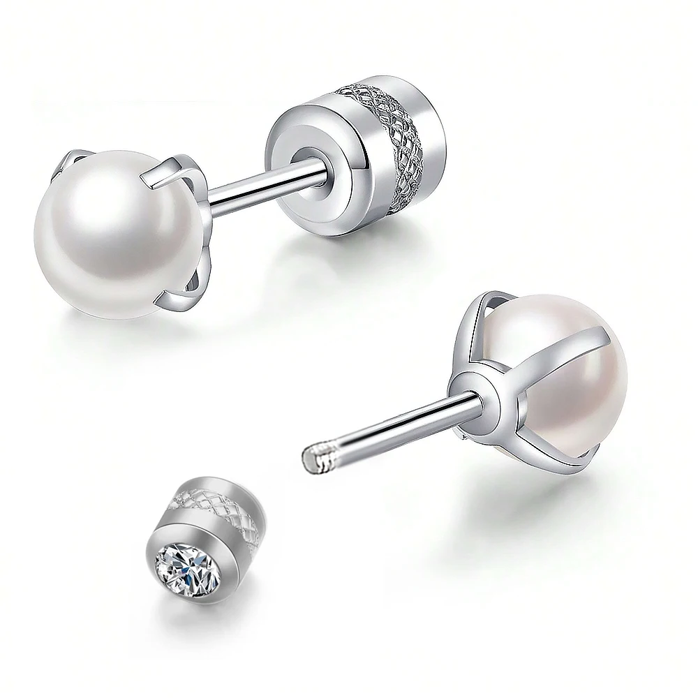 Stainless Steel Stud Earrings Antique Design Women Claw Pearl Screw Back Fashion Jewelry Accessories Party Gift Wholesale