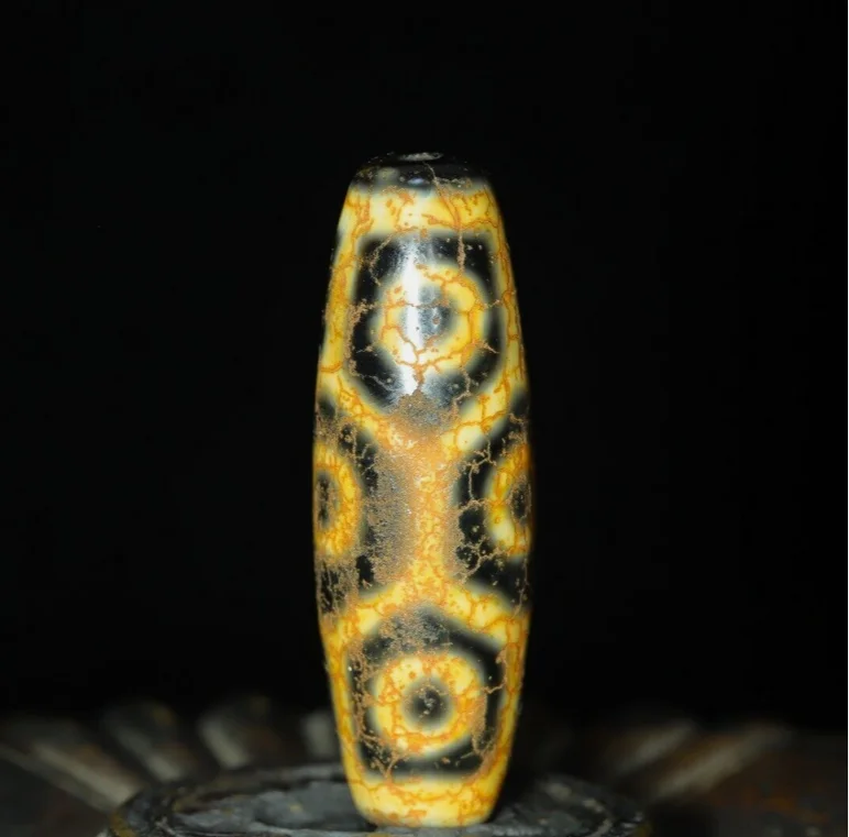 Magic Ancient Tibetan DZI Beads Old Agate Rare 9 Eye Totem Amulet Pendant #2519