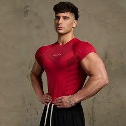 Summer New Men's T-Shirts Sports Fitness Quick Drying Breathable High Elasticity Tight Clothing Gym Running Training Clothes