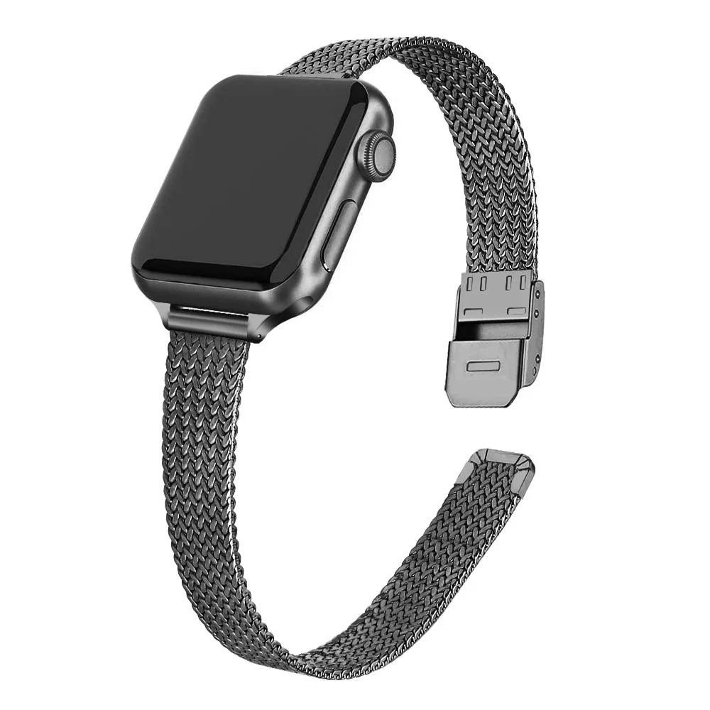 Dây Milanese Dành Cho Dây Đồng Hồ 44Mm 40Mm 45Mm 41Mm Thép Không Gỉ Kim Loại Vòng Tay Apple đồng Hồ 3 4 5 SE 6 7