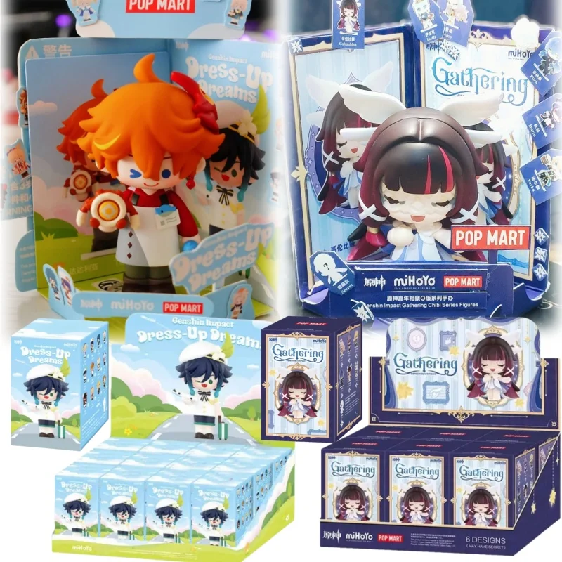 

In Stock POPMART Genshin Impact Dress-Up Dreams Series Blind Box PVC/ABS model Impact Joyful Gathering Q Version Blind Box Gifts