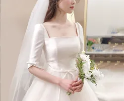 Customized Wedding Dress New Bride Plus Size Half Sleeve Wedding Dresses Lace Up Ball Gowns Vestidos De Novia