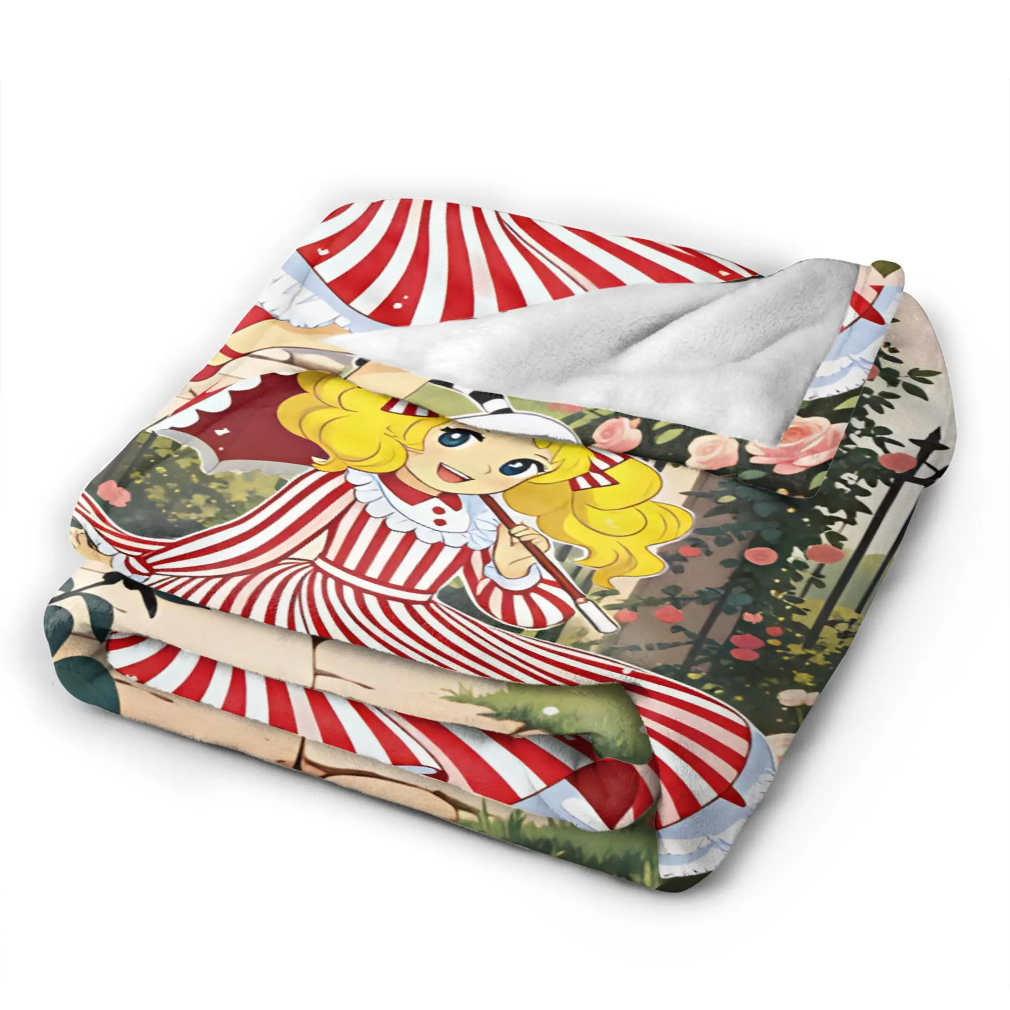 Soft Cozy Throw Blanket Plane Travel Anime Manga Candy Candy  Blanket  Flannel Bedspread For Sofa Home Graphic Sofa Bed Cover