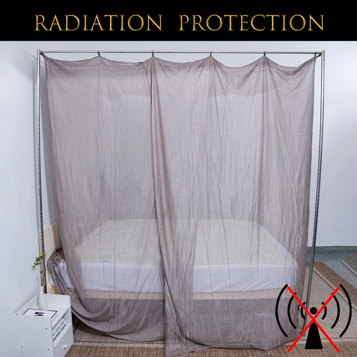 

Защита от ЭМП, заземленная клетка Фарадея, сетка из серебряного волокна, москитная сетка, уменьшение радиации, кубовидная кровать, навес, блокирующий сигнал, WIFI