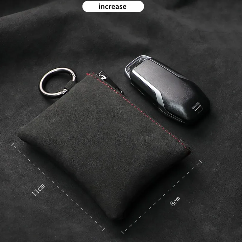 Car Key Bag Alcantara Suede Coins Wallet Mini Card Pouch General Accessories