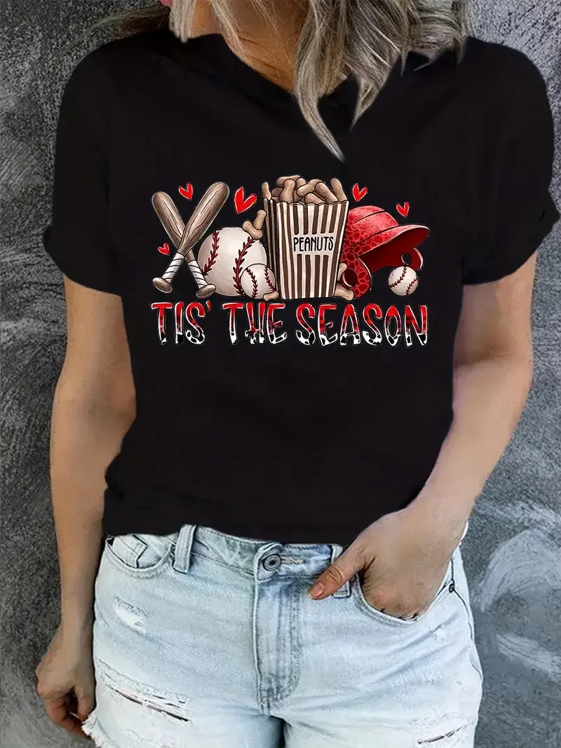 

Женская футболка с принтом бейсбольной команды