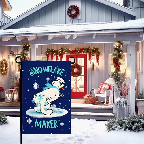 Winter Garden Flag Snowman Snowflake Maker Yard Flags Double Sided Christma Vert YYZ
