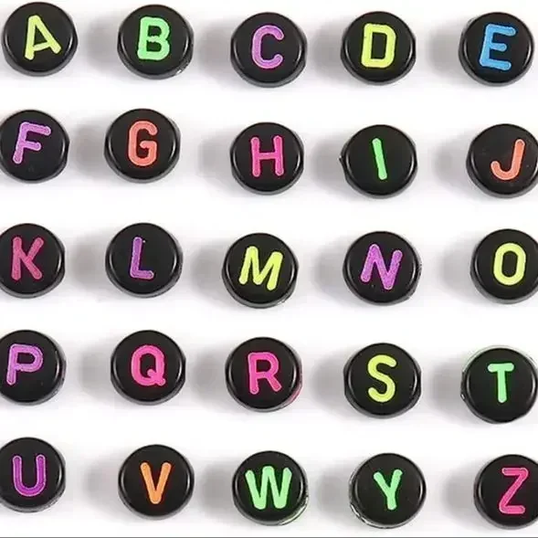 100-500PCS Acrylic Colorful A-Z Letters Beads Round Flat Alphabet Loose Spacer Beads For Jewelry Making Diy Bracelet Accessories
