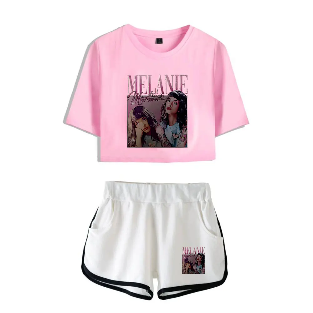 Melanie Martinez music fans midriff-baring fitted crop sets Printed short tshirt  gym sets  streetwear pants women hawaii tshirt