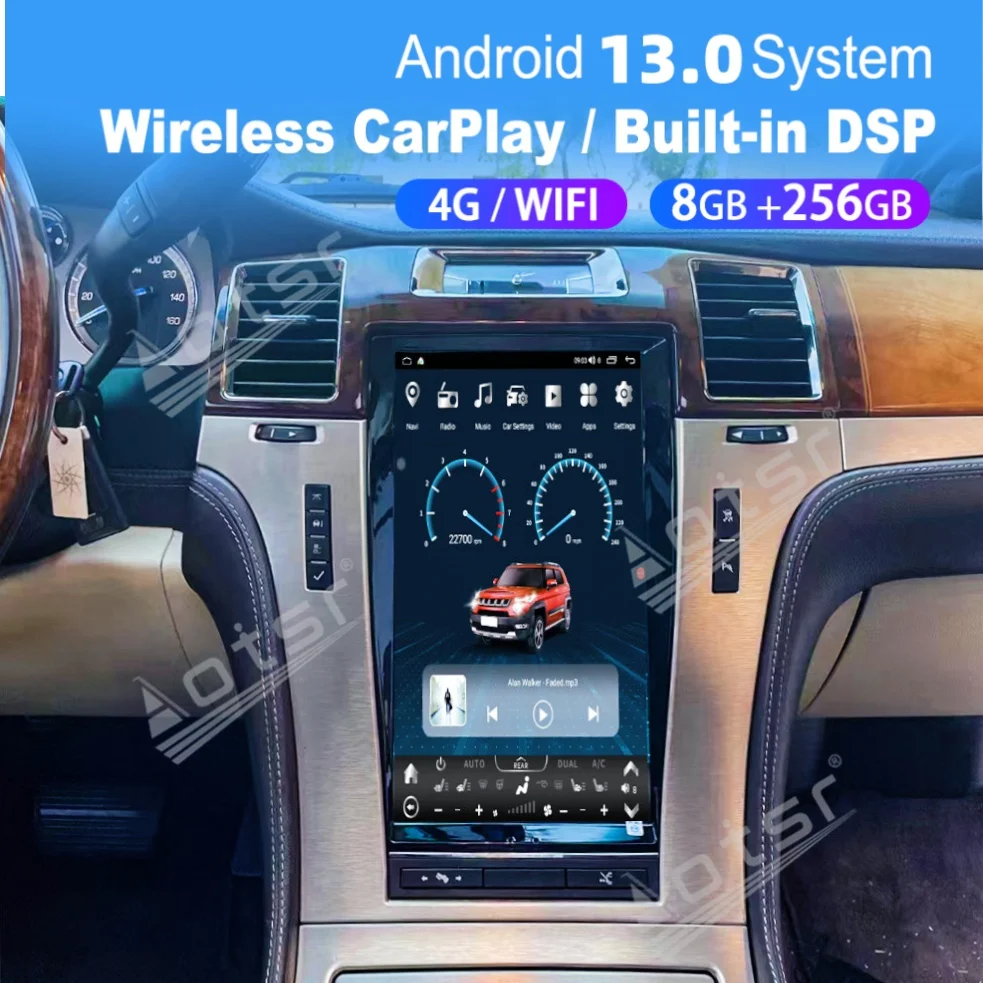 

13,6-дюймовый для Cadillac Escalade 2004-2017, вертикальный экран, Android 13, мультимедийный плеер, автомобильный GPS-навигатор, радио, головное устройство, стерео