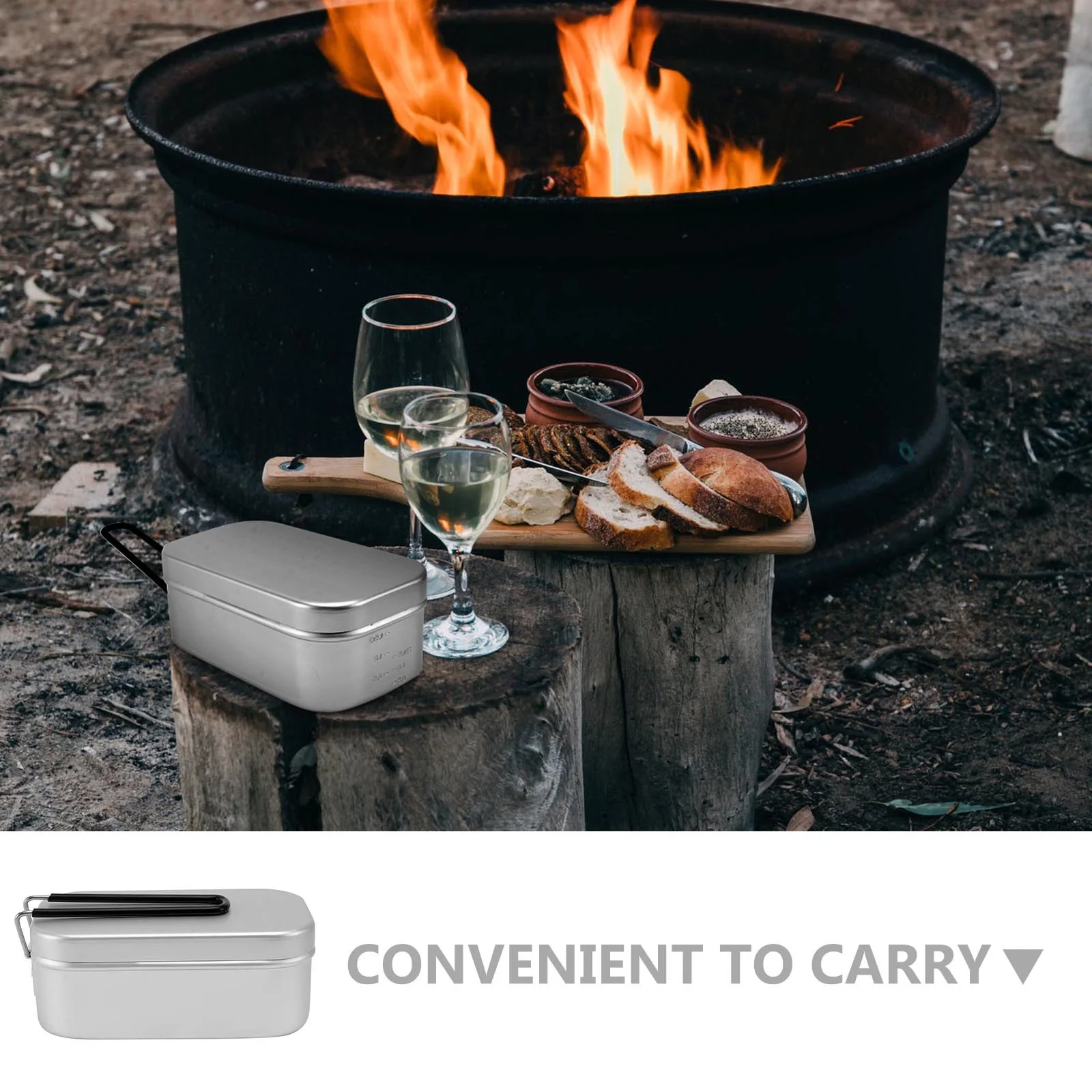 

2pcs Aluminum Lightweight Foldable Airtight Containers Camping Cookware Outdoor Picnic Mountaineering Lunch Box