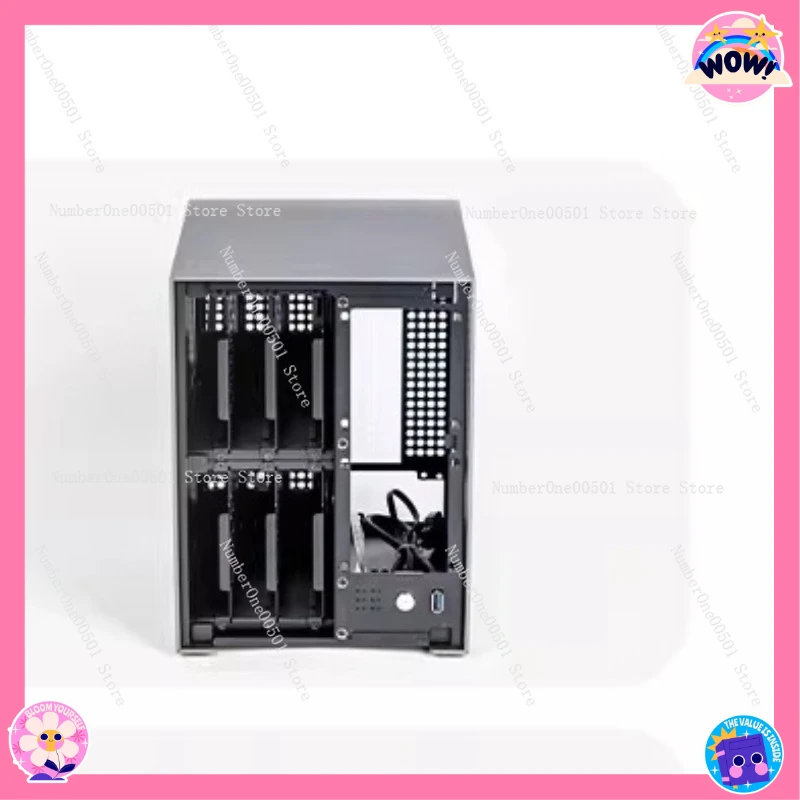 6-Bay Aluminum NAS Case Mini ITX Server Chassis with 1U Power Supply Compatible with Freenas/Black Synology Sagittarius Model