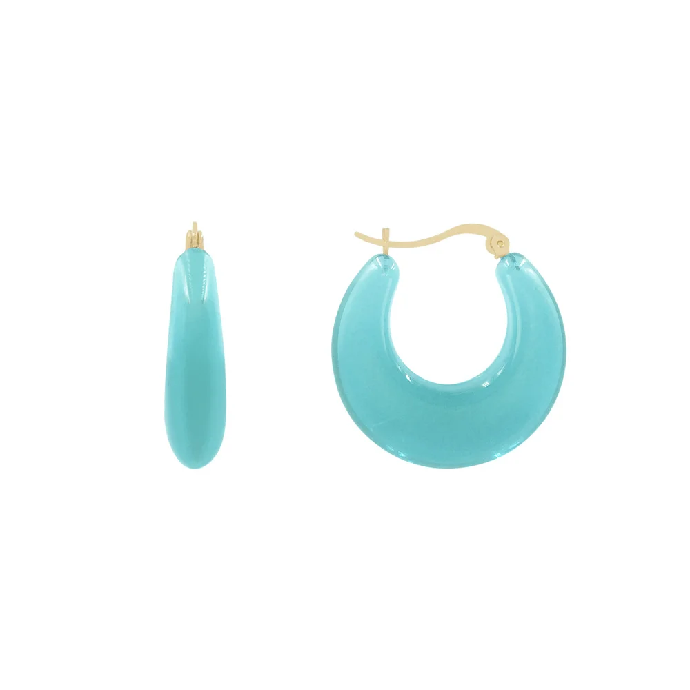 New Colorful Resin Acrylic Charms Earring Gold Color Circle Hoop Earrings For Women Girl Casual Fashion Party Jewelry Gift