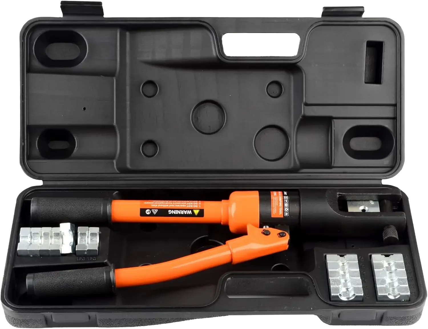 12 Tons Hydraulic Crimping Tool Range 6AWG-4/0AWG 250MCM Hydraulic Cable Lug Crimper with 8 Pairs of Dies