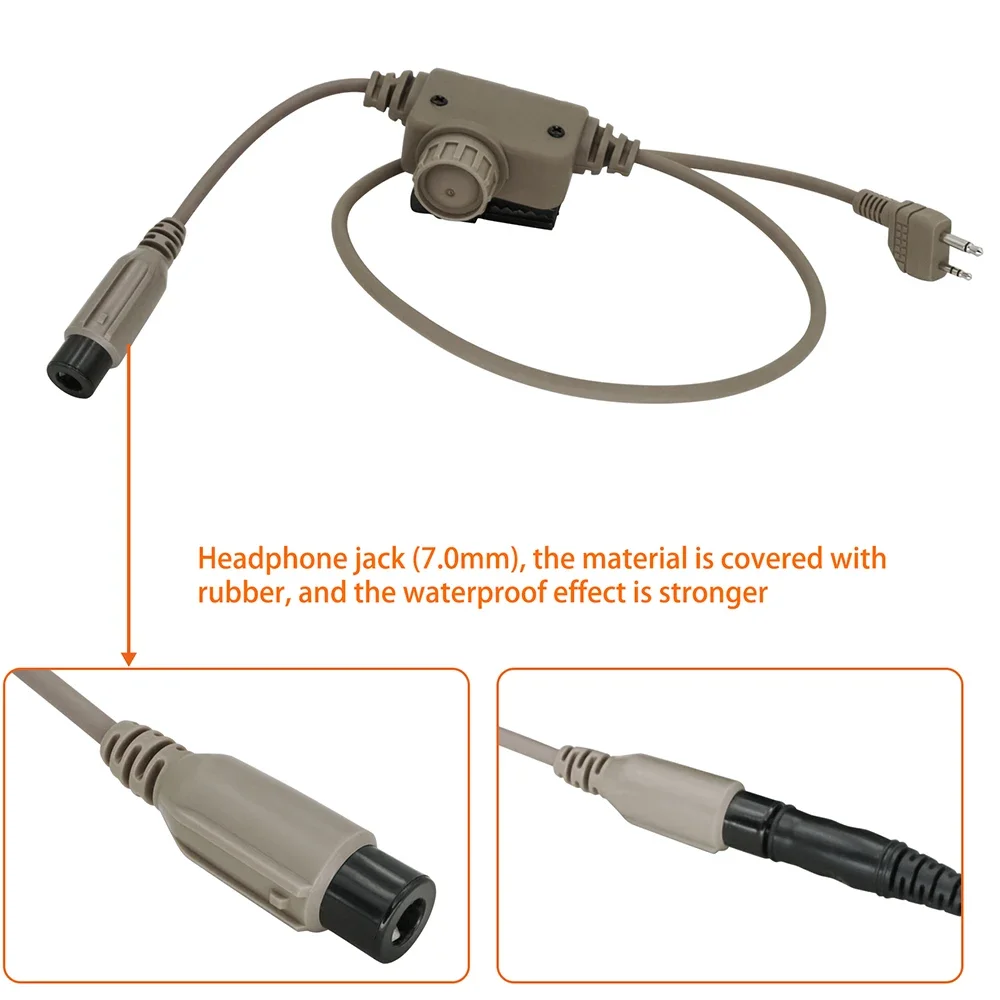 Tactical Military U94 PTT RAC PTT Midland Tactical Headset Adapter for Original PELTO MAS COMTA Hunting Headphone Airsoft Nato