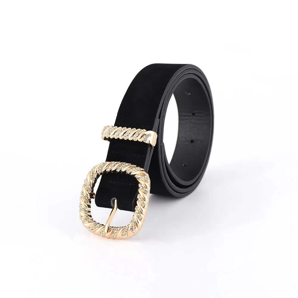 ボヘミアラインストーンベルベットリベットベルト-レディースラグジュアリー、グリッターヴィンテージクロスブラックメタル装飾ファスナーバックルベルト-女性用