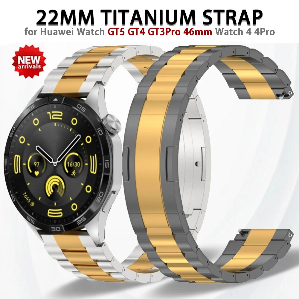 

22mm Titanium Link Strap for Huawei Watch GT5/3 Pro GT4 46mm Ultimate Luxury Metal Correa Band for Samsung galaxy 3 45mm Gear S3