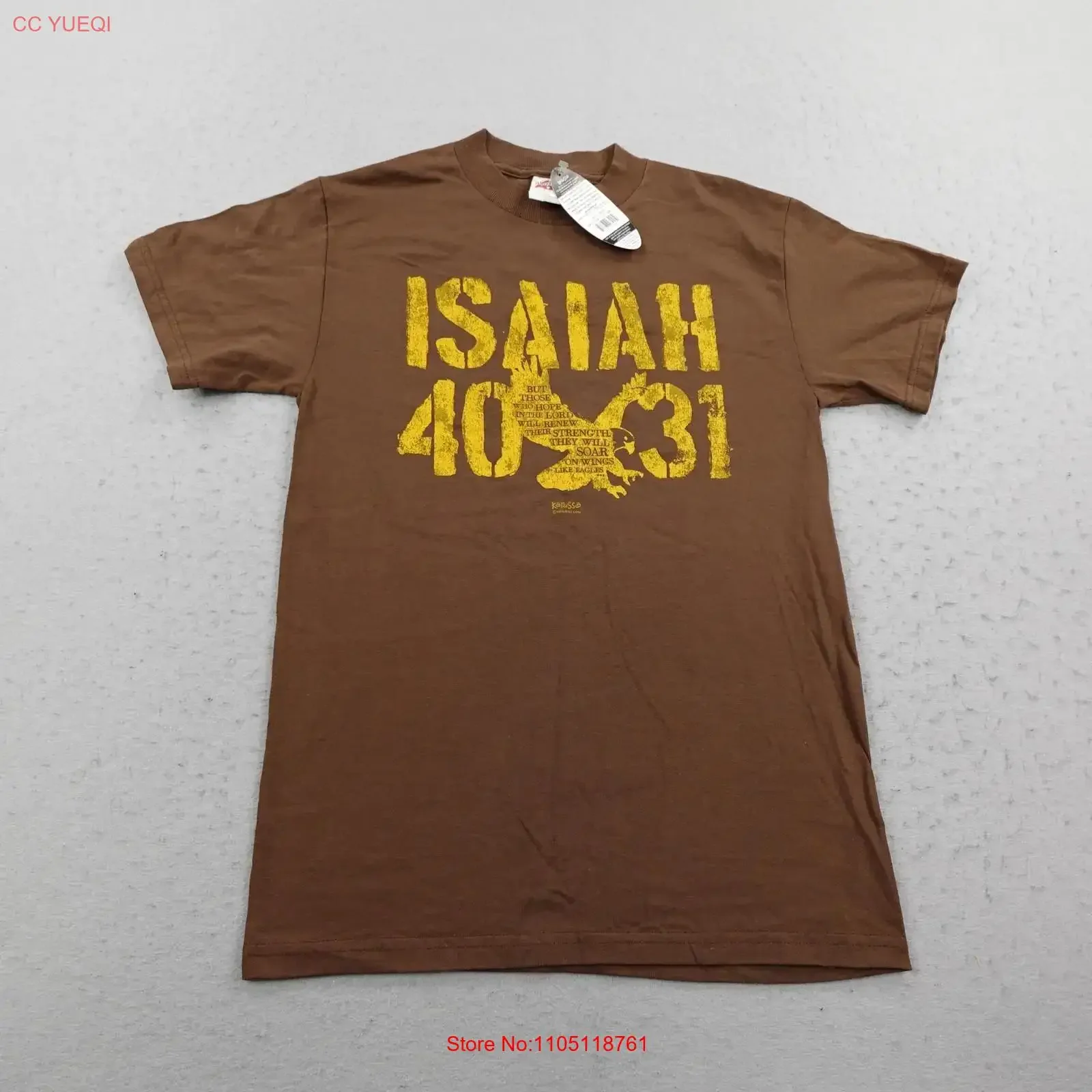 Vintage Kerusso T Shirt Mens Small Brown Isaiah 40 31 Bible Verse Christian NEW long or short sleeves vintage Washed