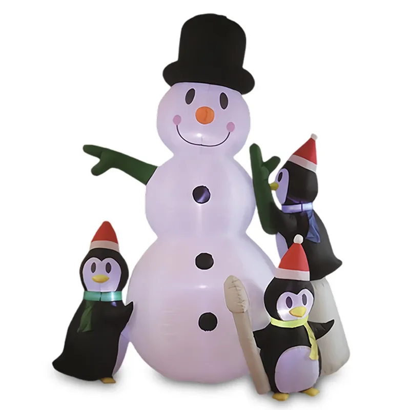 

2.4 meters Christmas inflatable air model three penguins pile Christmas snowman courtyard party ornament