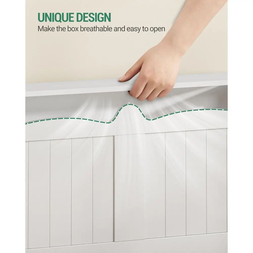 Baúl grande de madera para banco de almacenamiento, organizador de zapatos con tapa elevable, blanco SB28603X para entrada, dormitorio, sala de estar