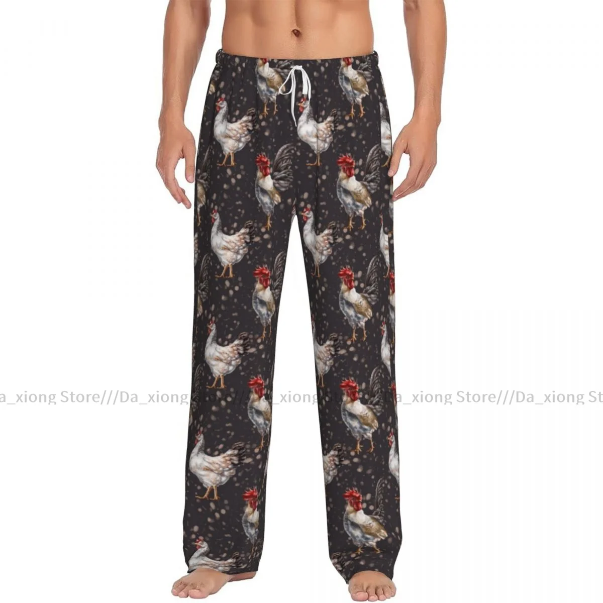 Men's Casual Pajama Sleeping Pants Farm Chickens Roosters Lounge Loose Trousers Comfortable Nightwear