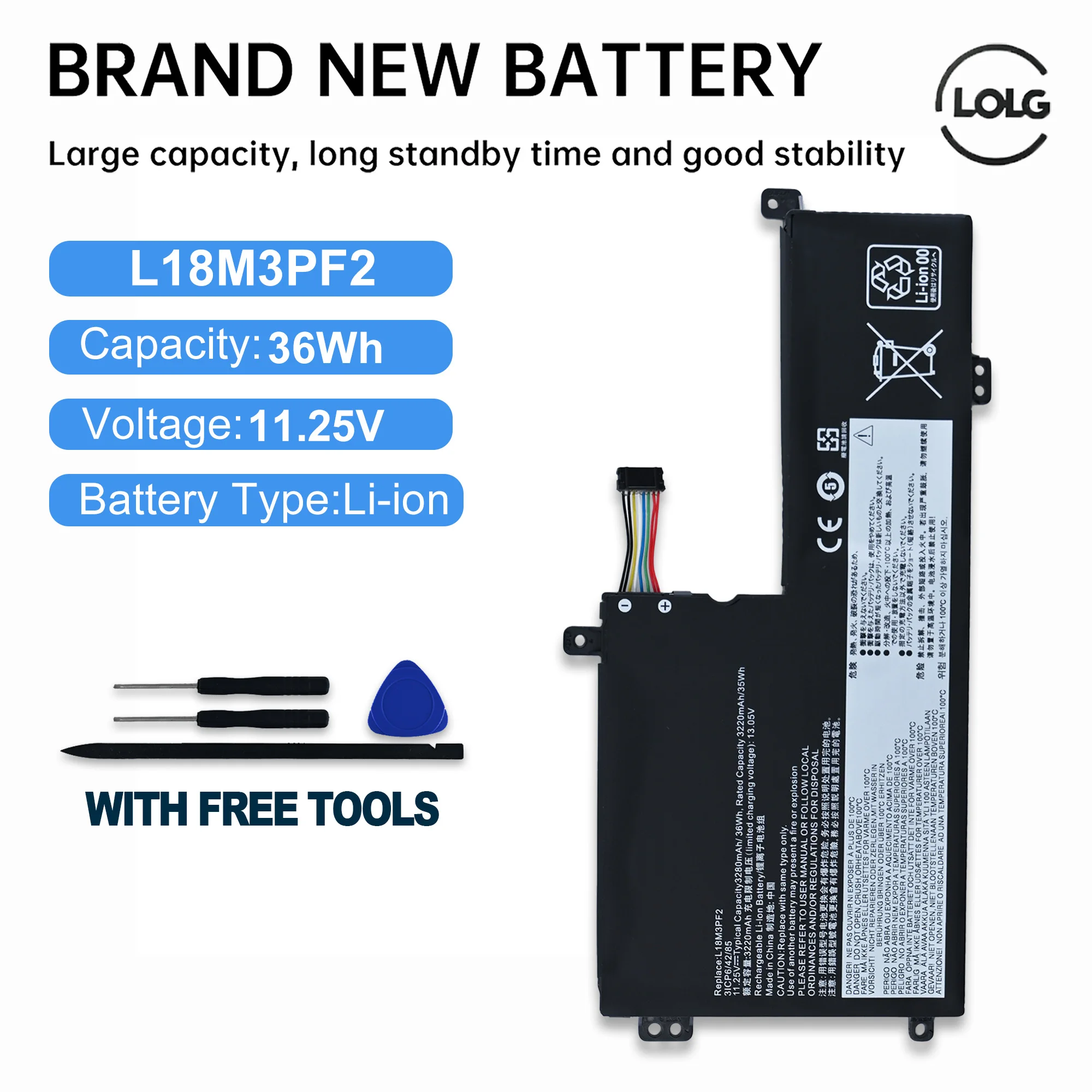 Batería para Portátil LOLG L18M3PF2 L18C3PF2 para Lenovo IdeaPad L340 L340-17API L340-17IWL L340-15API L340-15IWL V155 V340-17IWL 11.25V