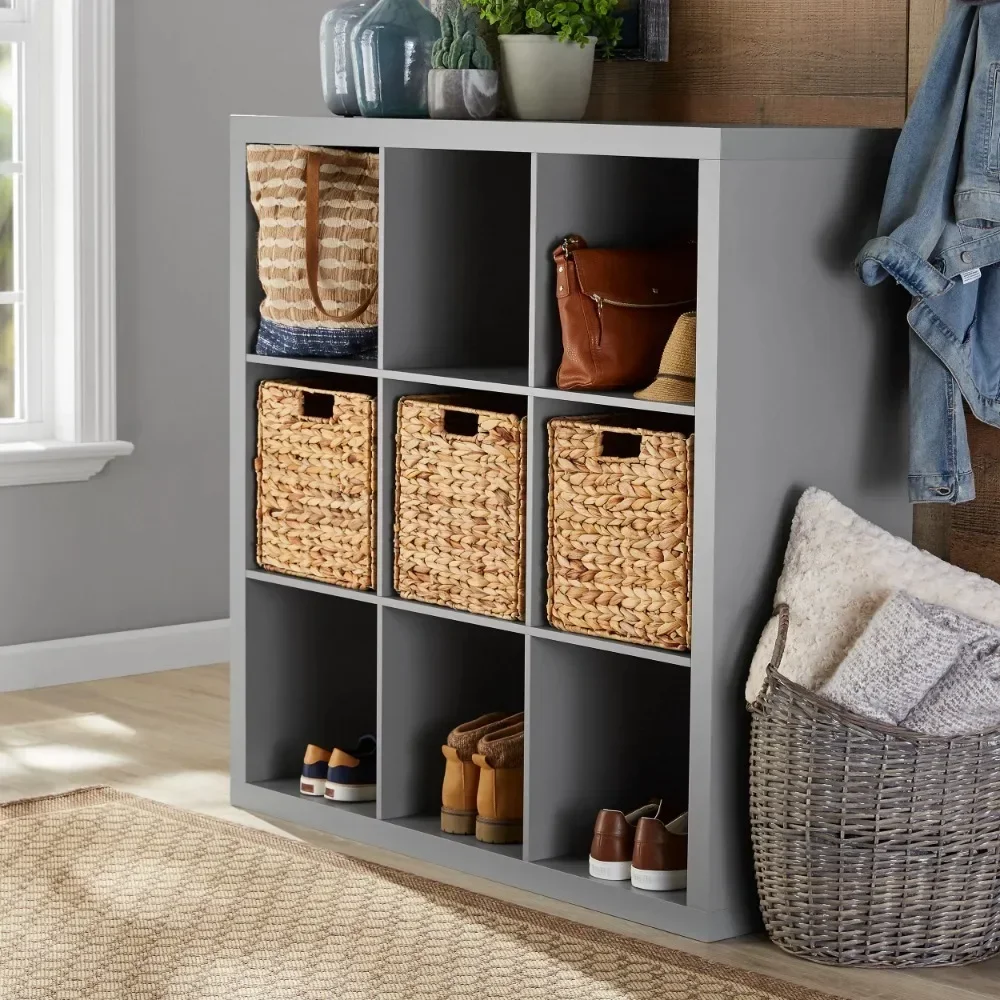 9-Cube Storage Organizer, Gray book shelf furniture  modern bookshelf Shoe cabinet, living room cabinet