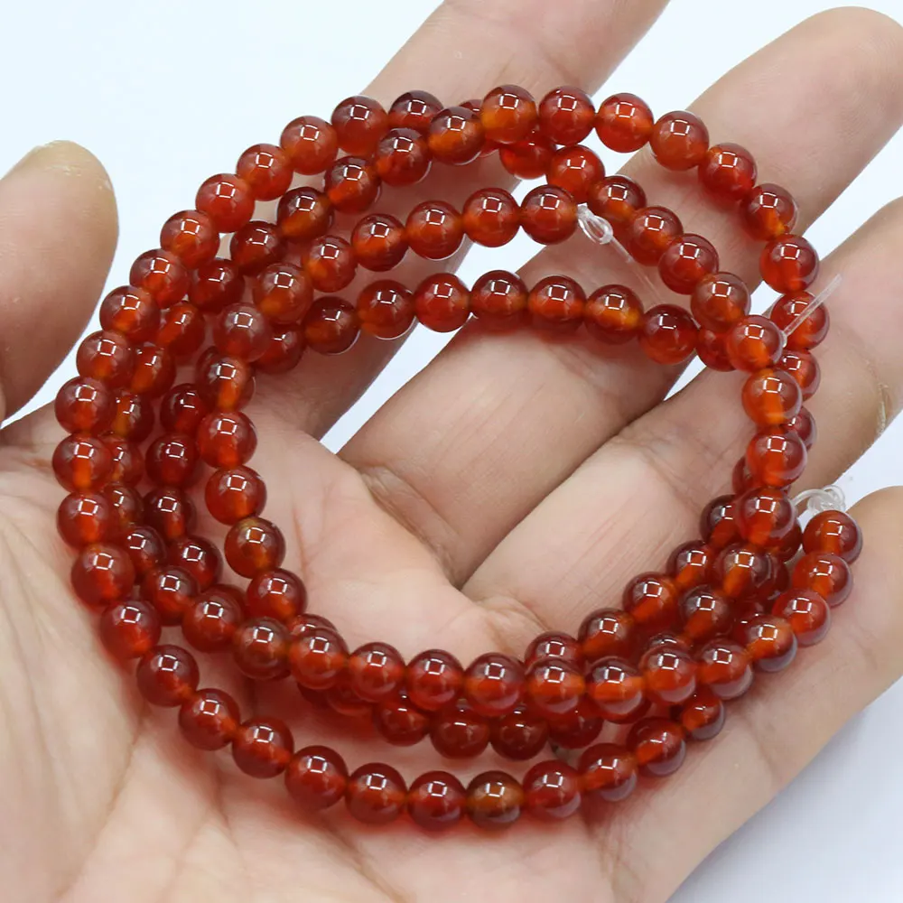 

APDGG 6mm 5 Strands Natural Carnelian Red Agates Round Beads Gemstone Beads 15" Strand Jewelry Making DIY