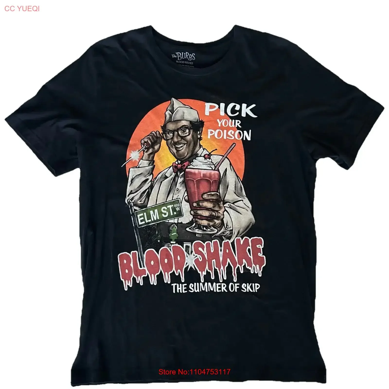 Rare THE BURBS Blood Shake Summer of Skip Horror T Shirt XL Fright Rags OOP vintage Washed Comfortable Top For Everyday Wear