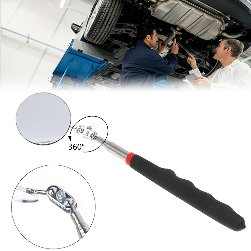 

New 1Pc 50Mm Car Telescopic Detection Lens Inspection Round Mirror 360 Repair Tool Stainless Steel