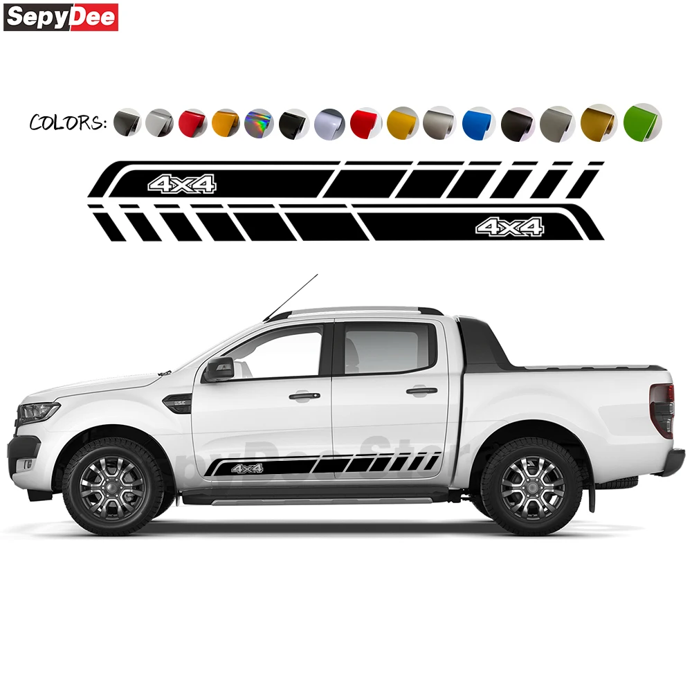 2-pezzi-adesivi-grafici-4x4-per-portiere-auto-strisce-laterali-per-ford-ranger-pellicola-vinilica-per-carrozzeria-accessori-auto