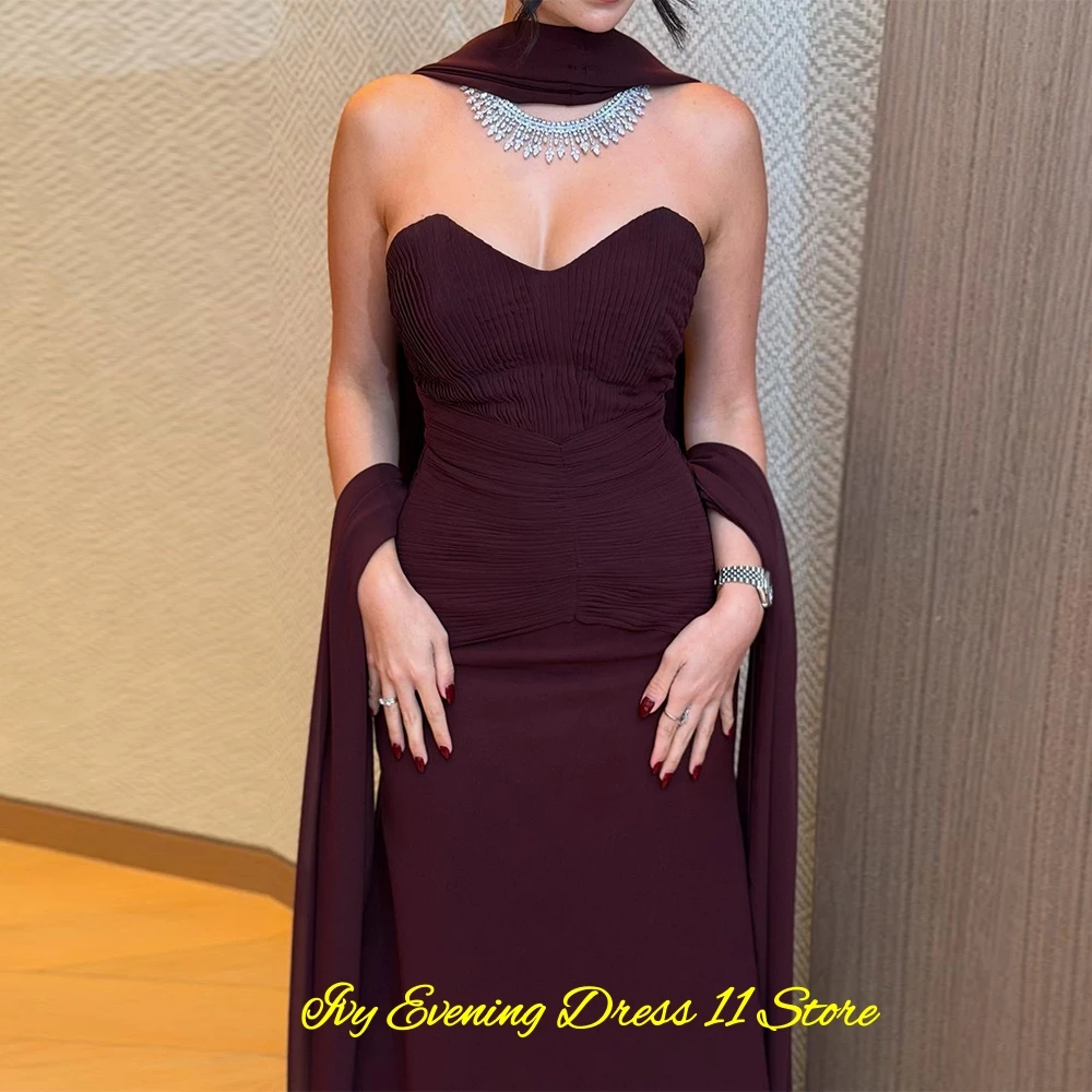 

Classic Burgundy Jersey Evening Dress Fashion Sweetheart Prom Dresses Delicate Watteau Train Customized Special Occasion Gowns