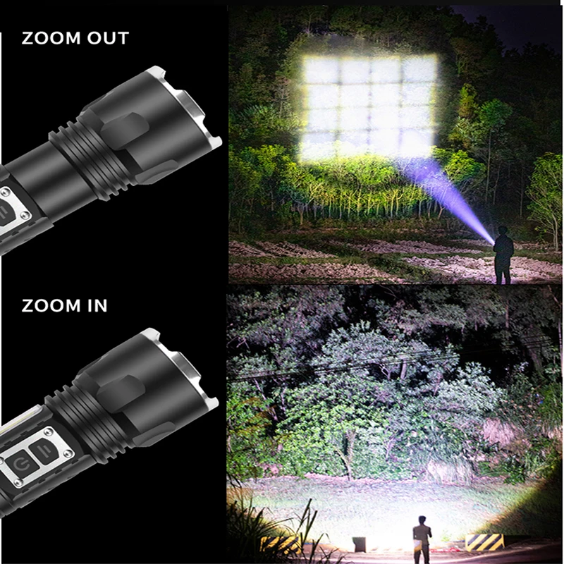 Led Flashlight 1,000,000LM XHP160 USB Rechargeable 18650 Battery Aluminum Torch Powerbank Lantern Waterproof For Camping Light