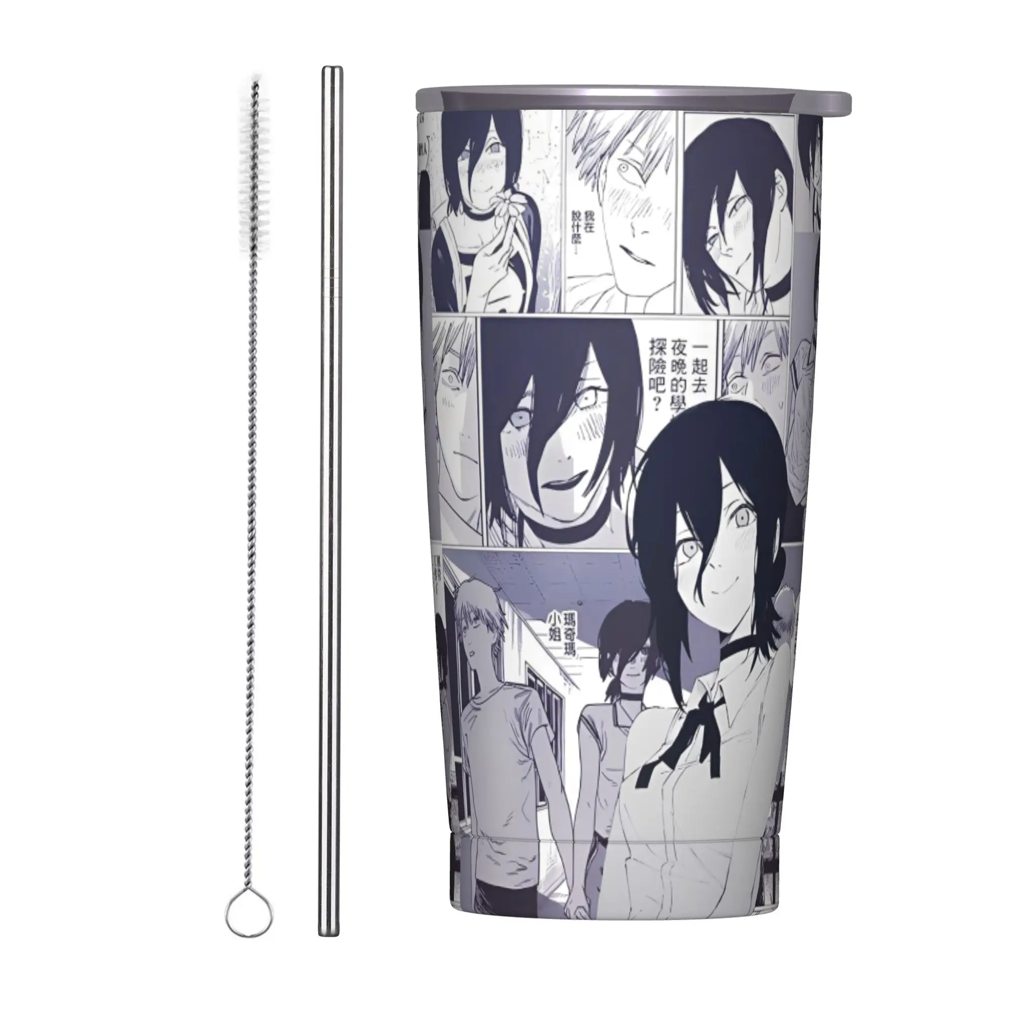 

Стакан с бензопилой Man Reze, вакуумная изоляция, аниме, манга, кофейные чашки, кружки из нержавеющей стали с двойными стенками, бутылка для воды, 20 унций