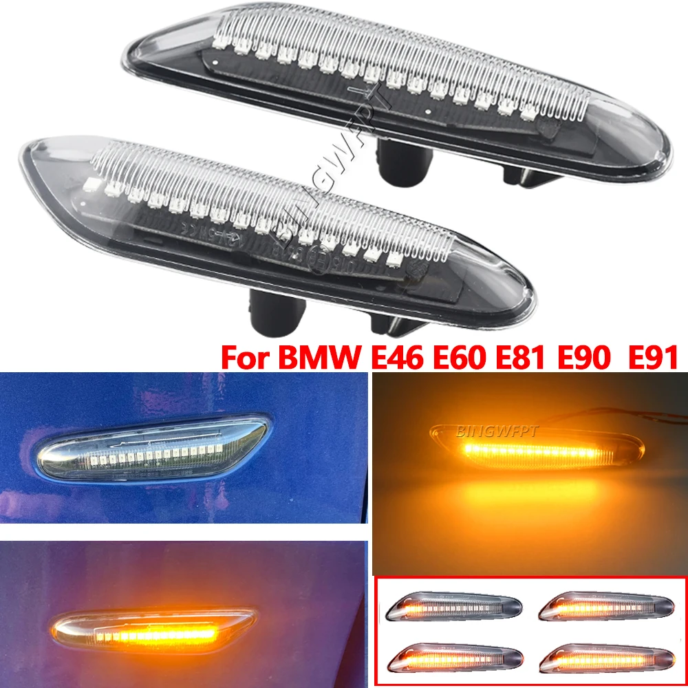 

A Pair Dynamic Flowing LED Turn Signal Side Marker Light Blinker For BMW E46 E60 E61 E90 E91 E81 E87 E82 E88 E83 E84 E92 E93 X3