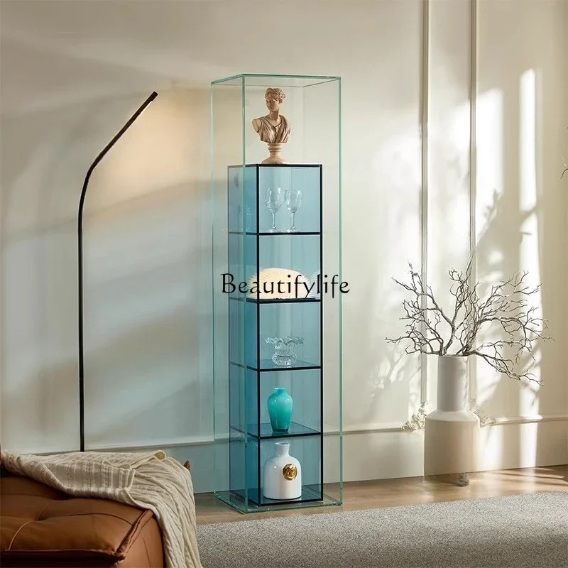 

02-Art figure collection display case Lilani minimalist transparent glass display case