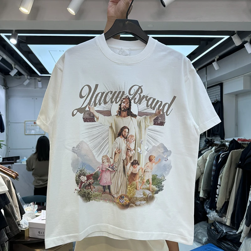 

American High Street Garden Little Angel Letter Print Loose Casual Simple Couple round Ne ort Sve T-irt Trendy