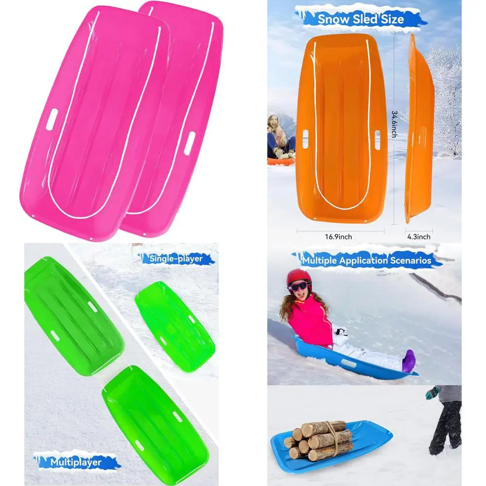 

Снежные сани для взрослых — прочные пластиковые сани с двойными веревками и ручками для зимних приключений на снежных схилях