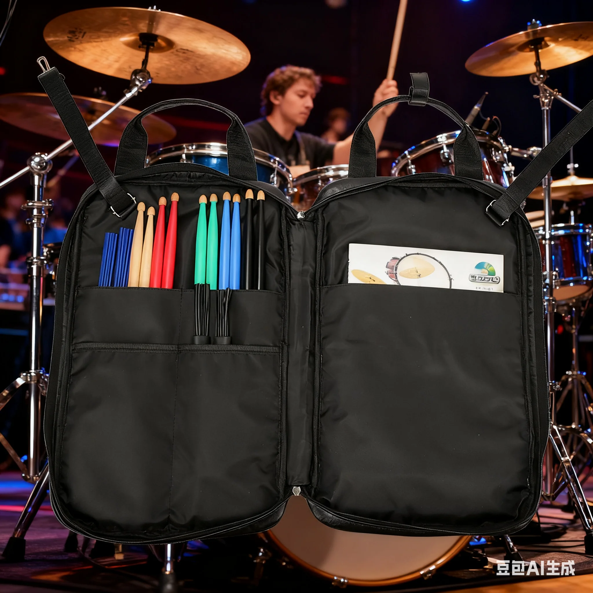 

Сумка для барабанных палочек, утолщенный чехол для хранения из искусственной кожи, коричневый, черный, сумка для переноски барабанных палочек, аксессуар для ударных инструментов